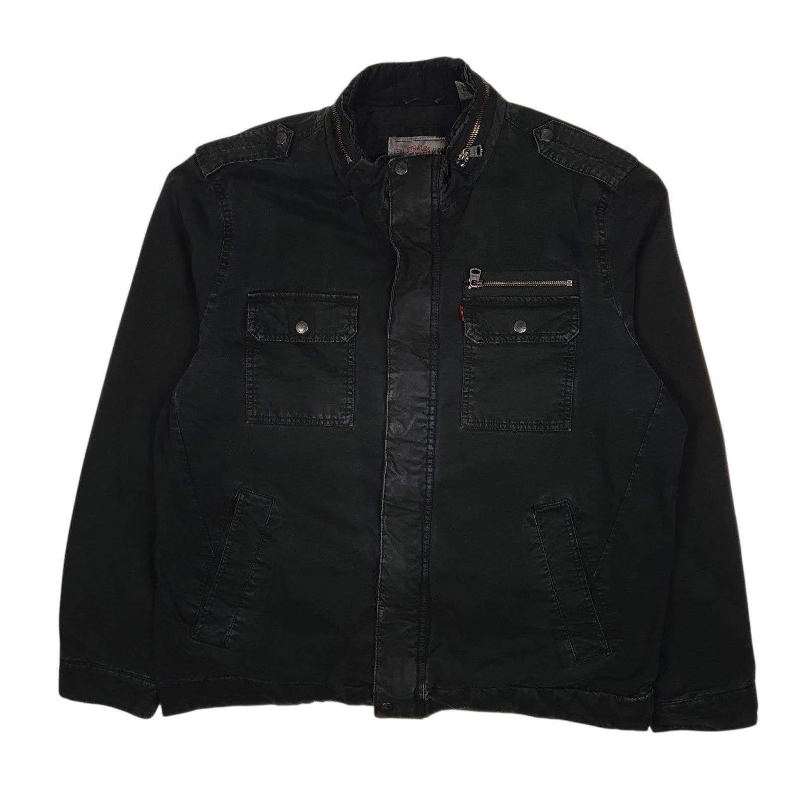 Mens Black Levis Bomber Military  Coat
