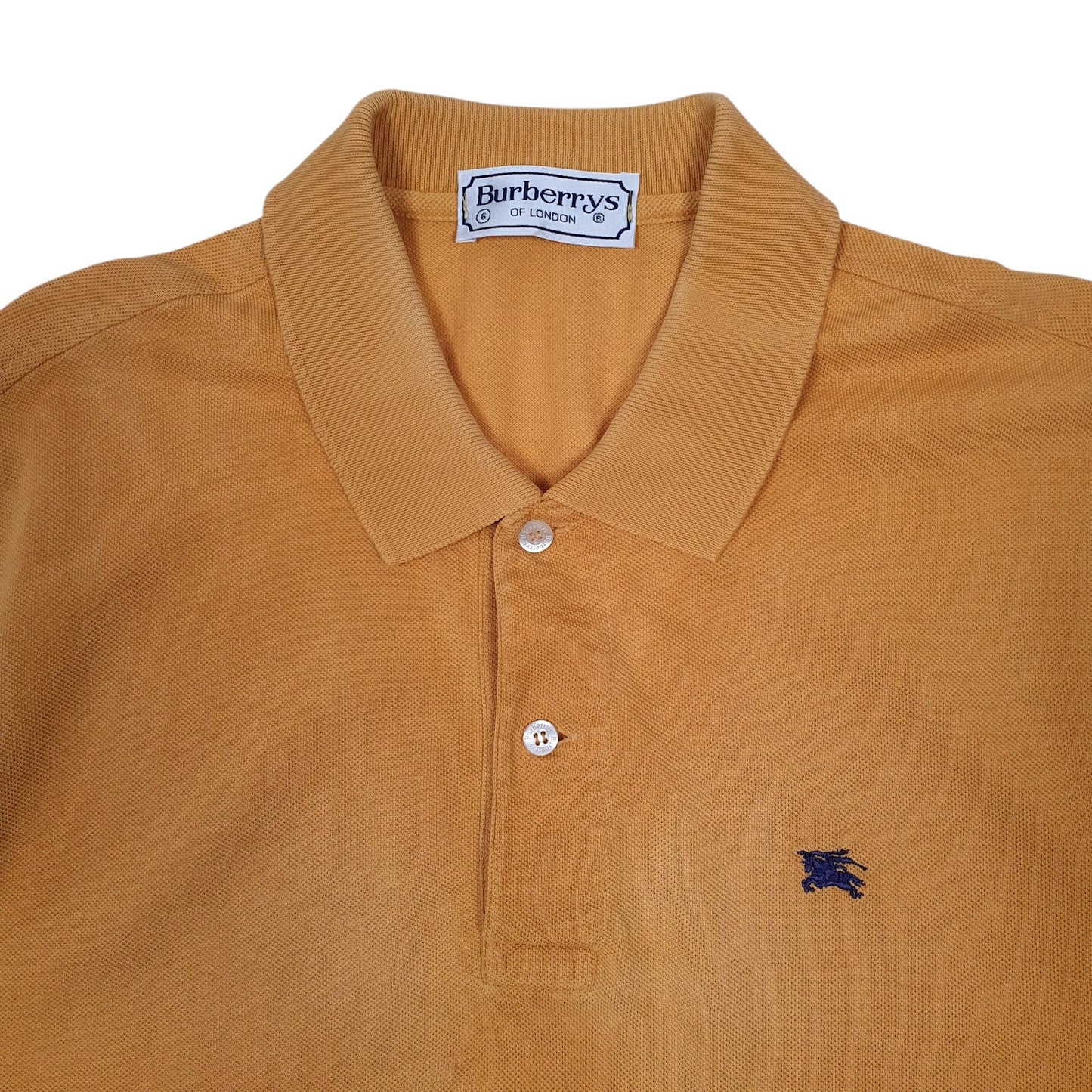 Mens Yellow Burberrys Vintage 90s Quarter Zip Polo Shirt