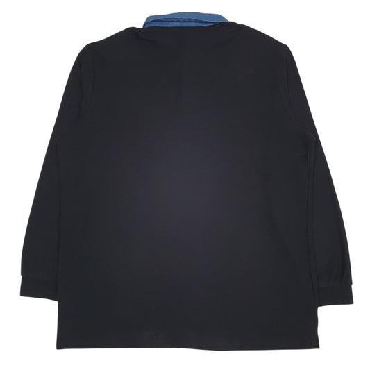 Mens Black Ghyugr Rugby Crewneck Polo Shirt