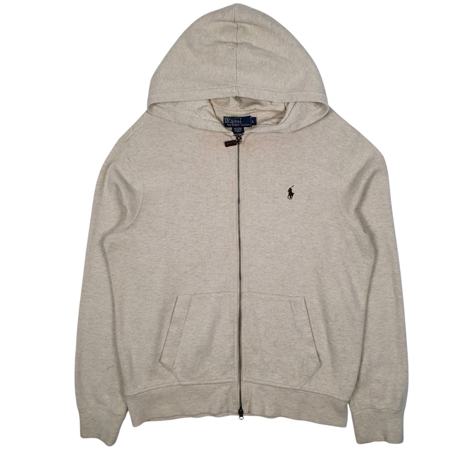 Mens Cream Polo Ralph Lauren Hoodie Full Zip Jumper