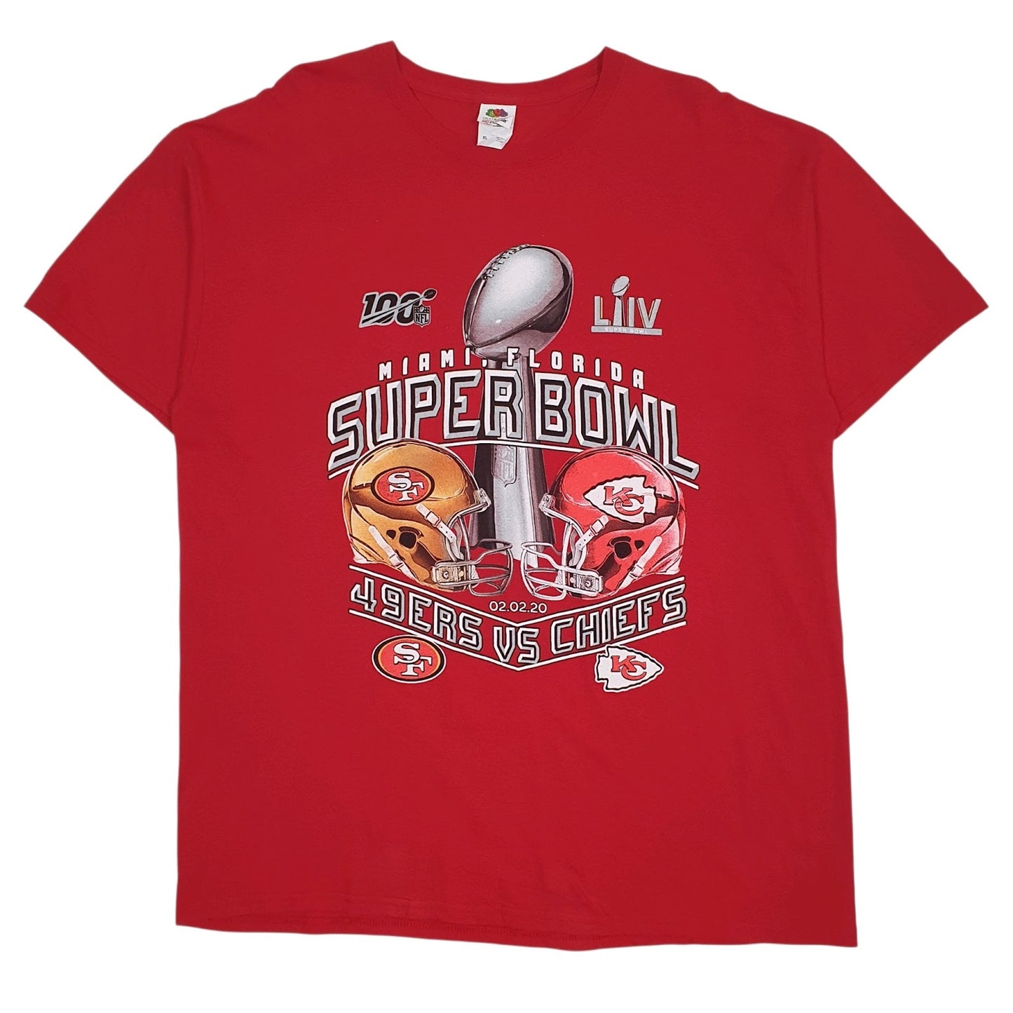 Mens Red Fruit Of The Loom Superbowl 2020 Short Sleeve T Shirt