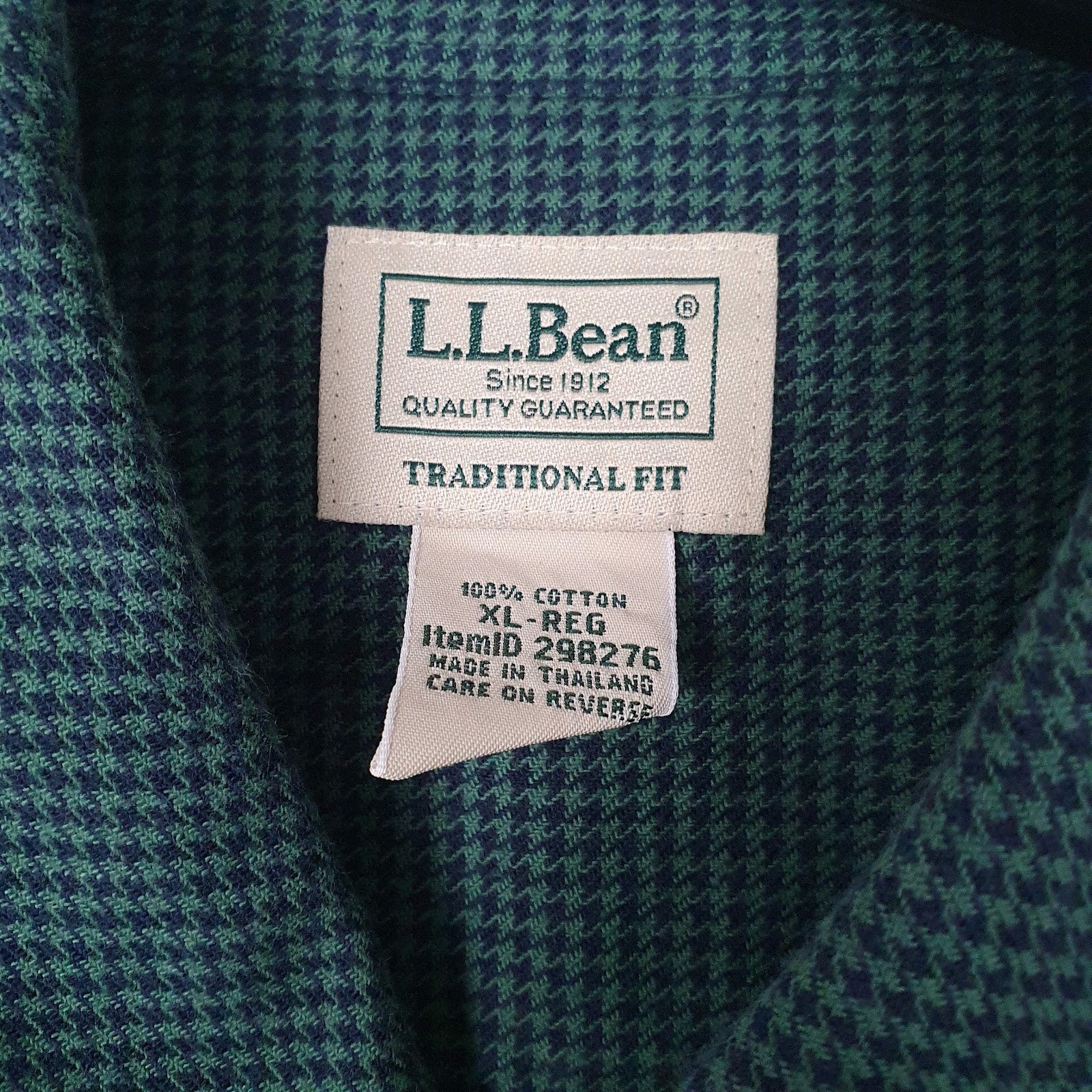 Mens Green L.L.Bean Flannel  Shirt