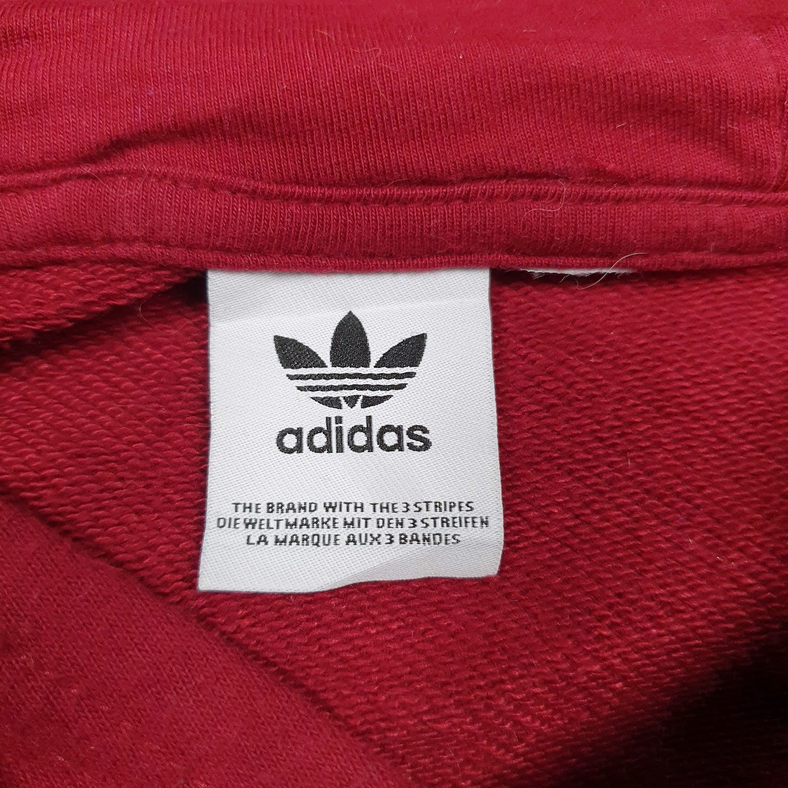 Womens Burgundy Adidas Spellout Hoodie Jumper