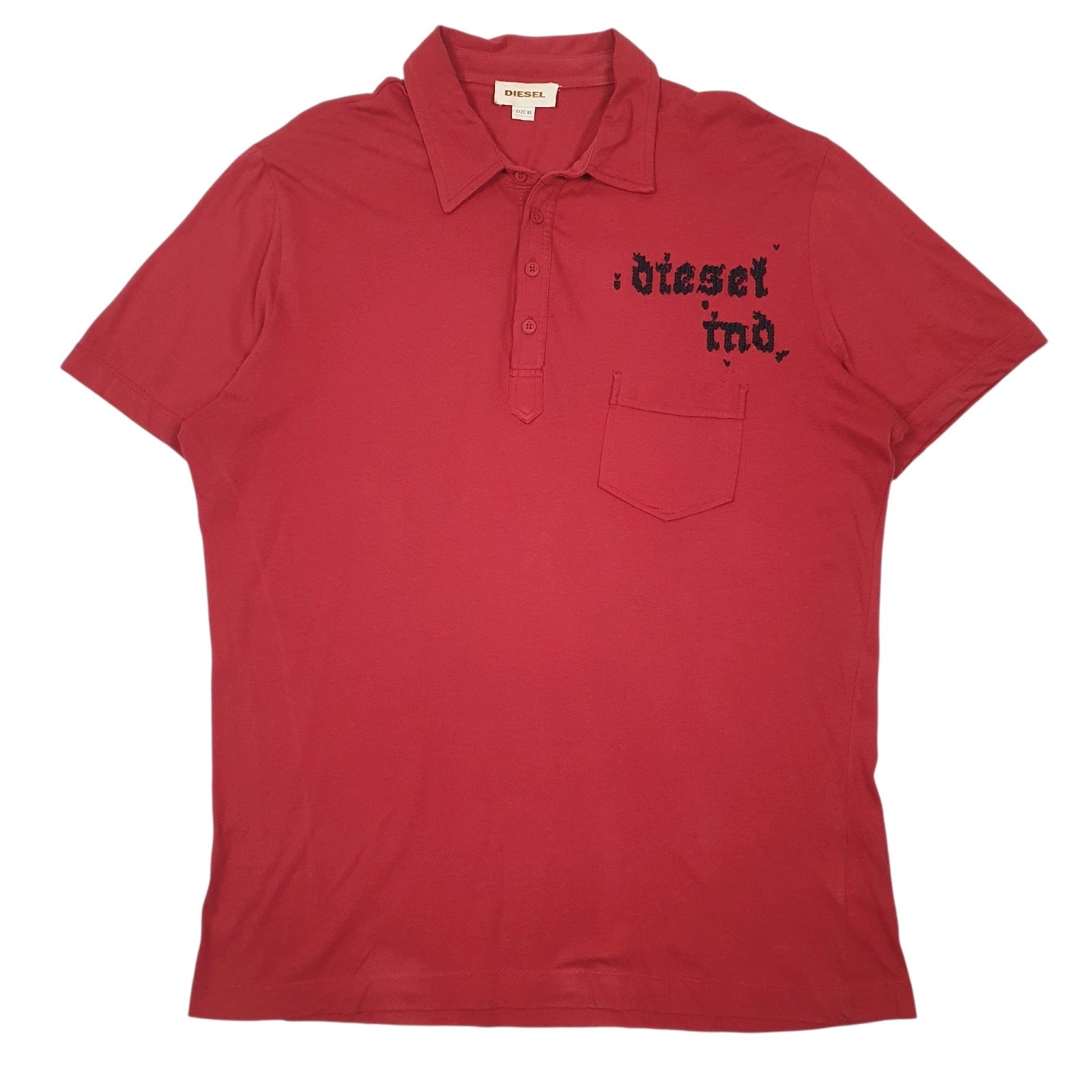 Mens Red Diesel  Short Sleeve Polo Shirt