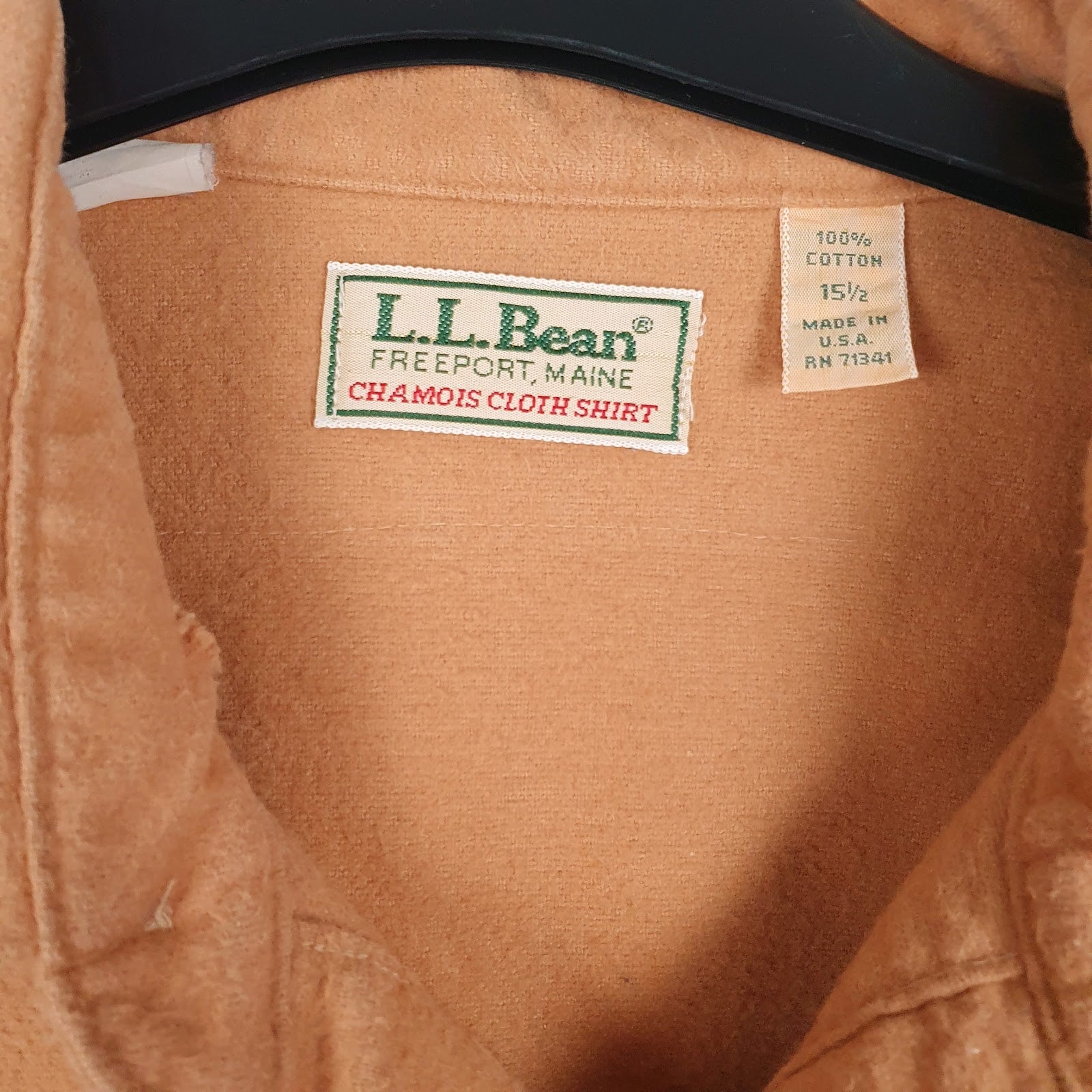 Mens Orange L.L.Bean Chamois Vintage 90s Made In USA  Shirt
