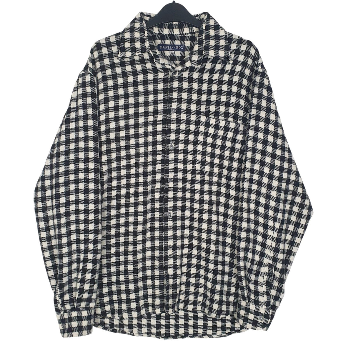 Mens Black Martin Box Flannel Made In Italy Long Sleeve Shirt