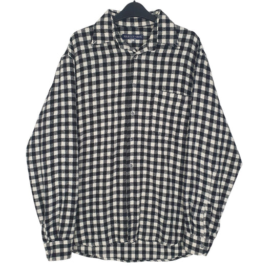 Mens Black Martin Box Flannel Made In Italy Long Sleeve Shirt