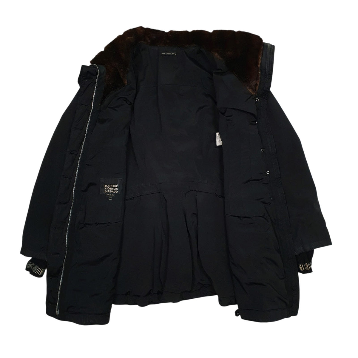 Womens Black Marithe Francoise Girbaud Fur Lined Trench  Coat
