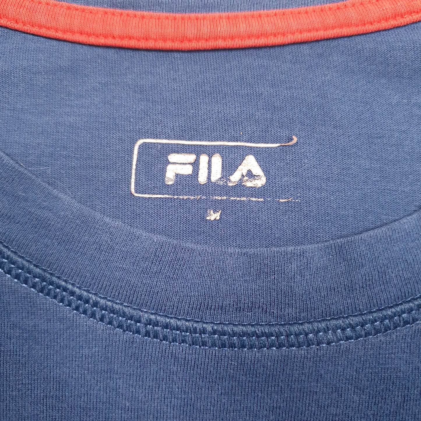 Mens Blue Fila Spellout  T Shirt