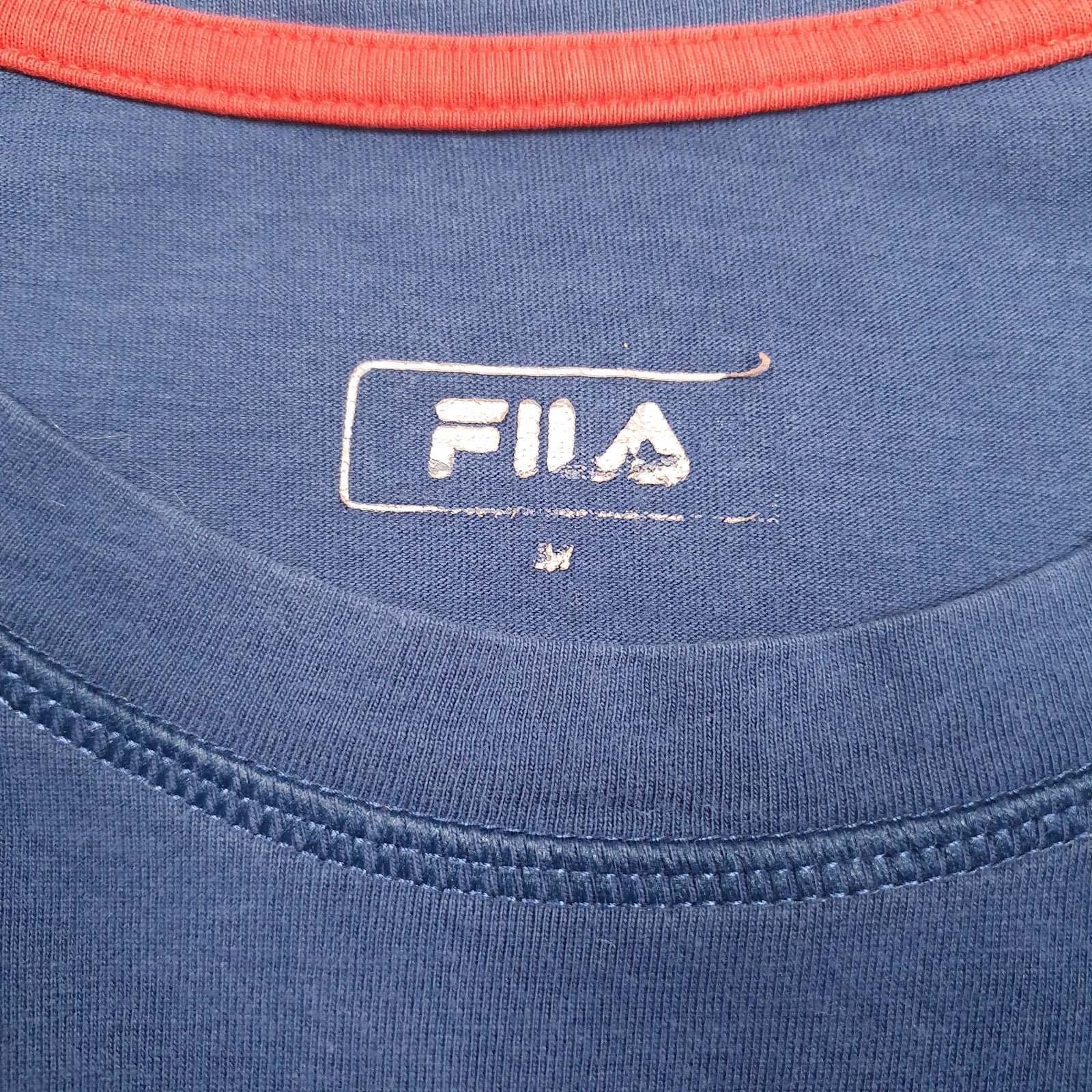 Mens Blue Fila Spellout  T Shirt