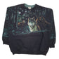 Mens Black Artisan Graphic Henley Vintage 90s Made In USA Quarter Zip Jumper