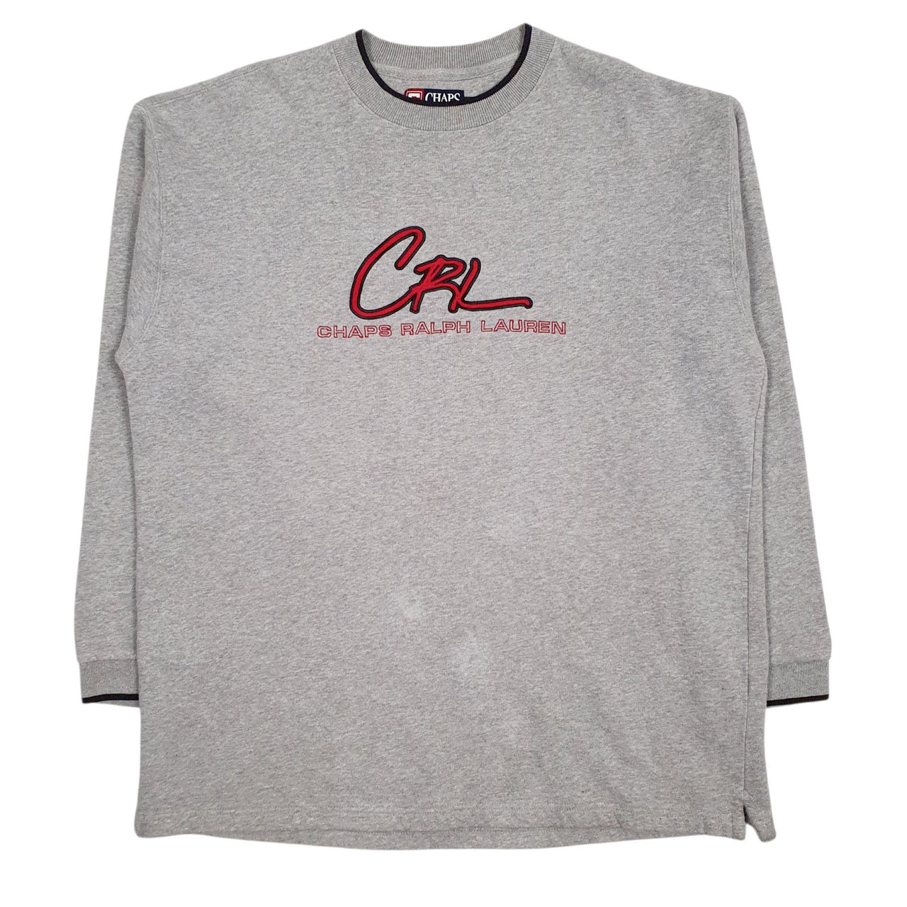 Mens Grey Ralph Lauren Vintage 90s Spellout Crewneck Jumper