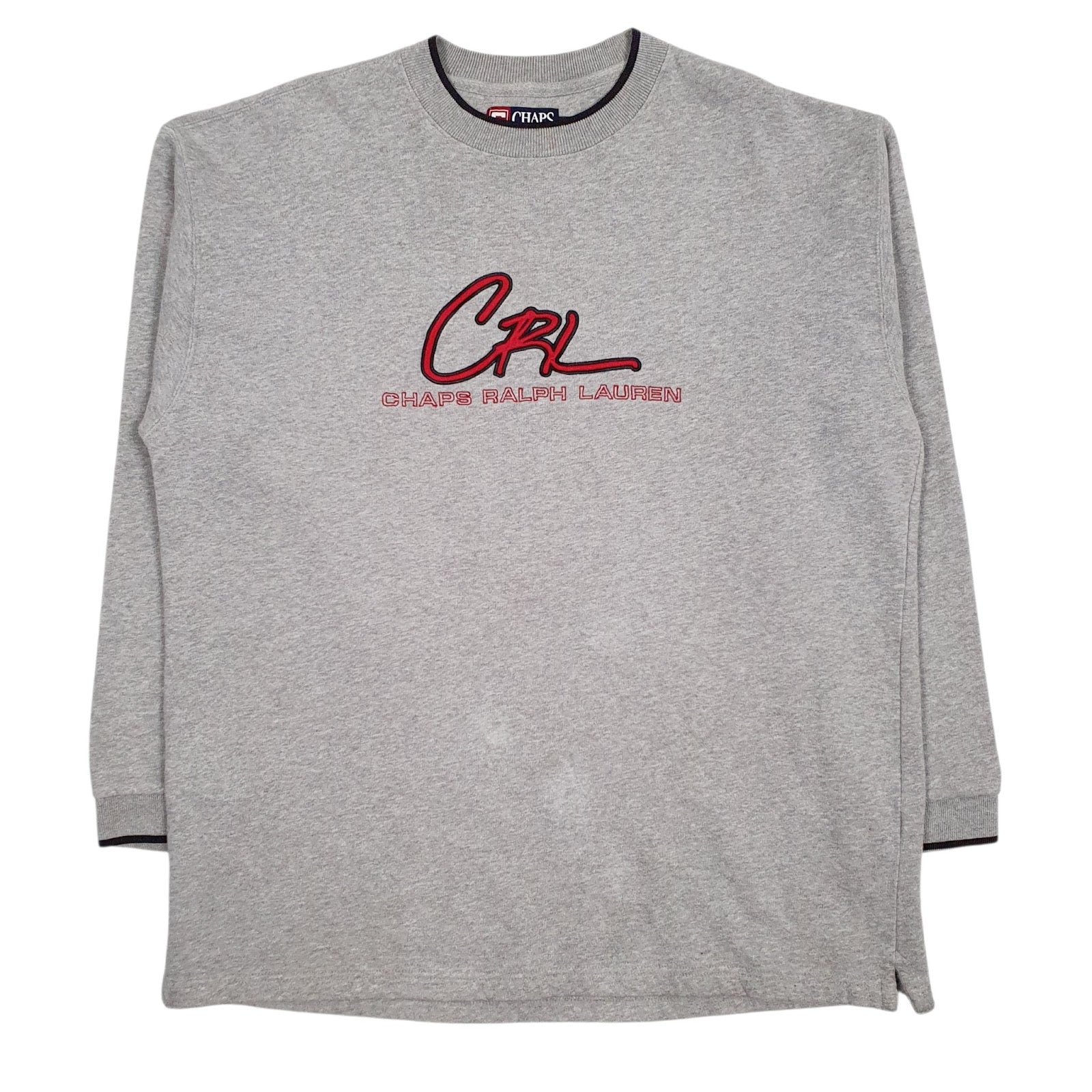 Mens Grey Ralph Lauren Vintage 90s Spellout Crewneck Jumper