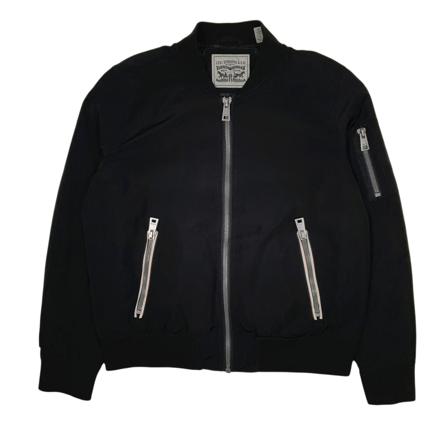 Womens Black Levis Bomber Military Crewneck Coat