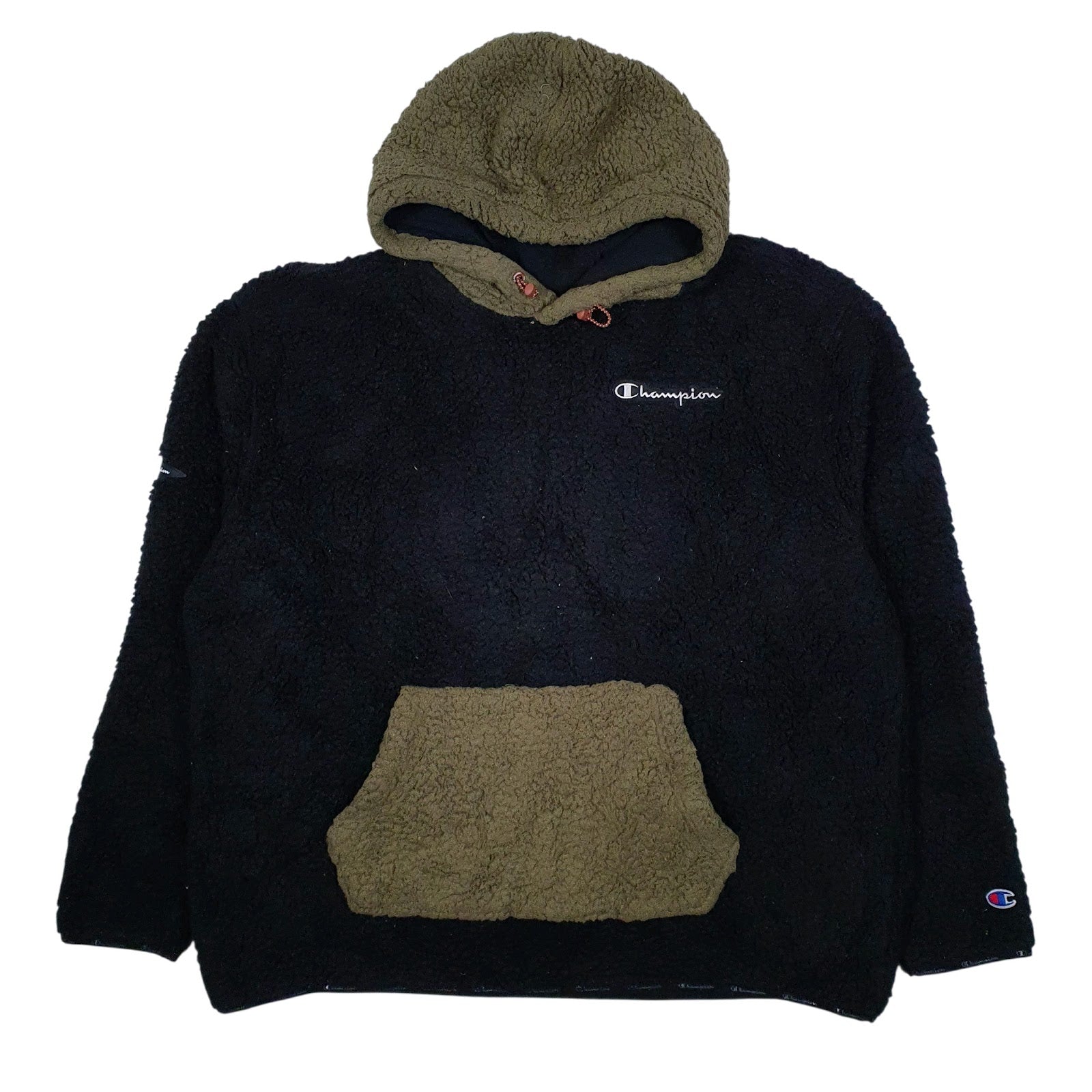 Mens Black Champion Sherpa Hoodie Jumper