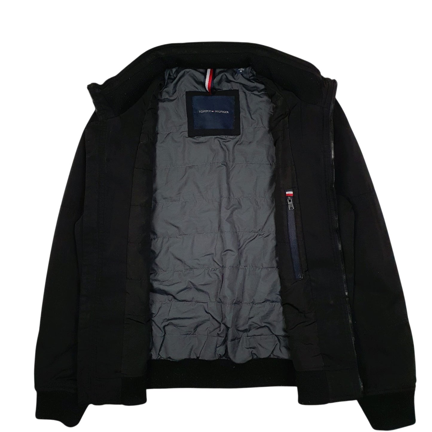 Mens Black Tommy Hilfiger Padded Windbreaker  Coat