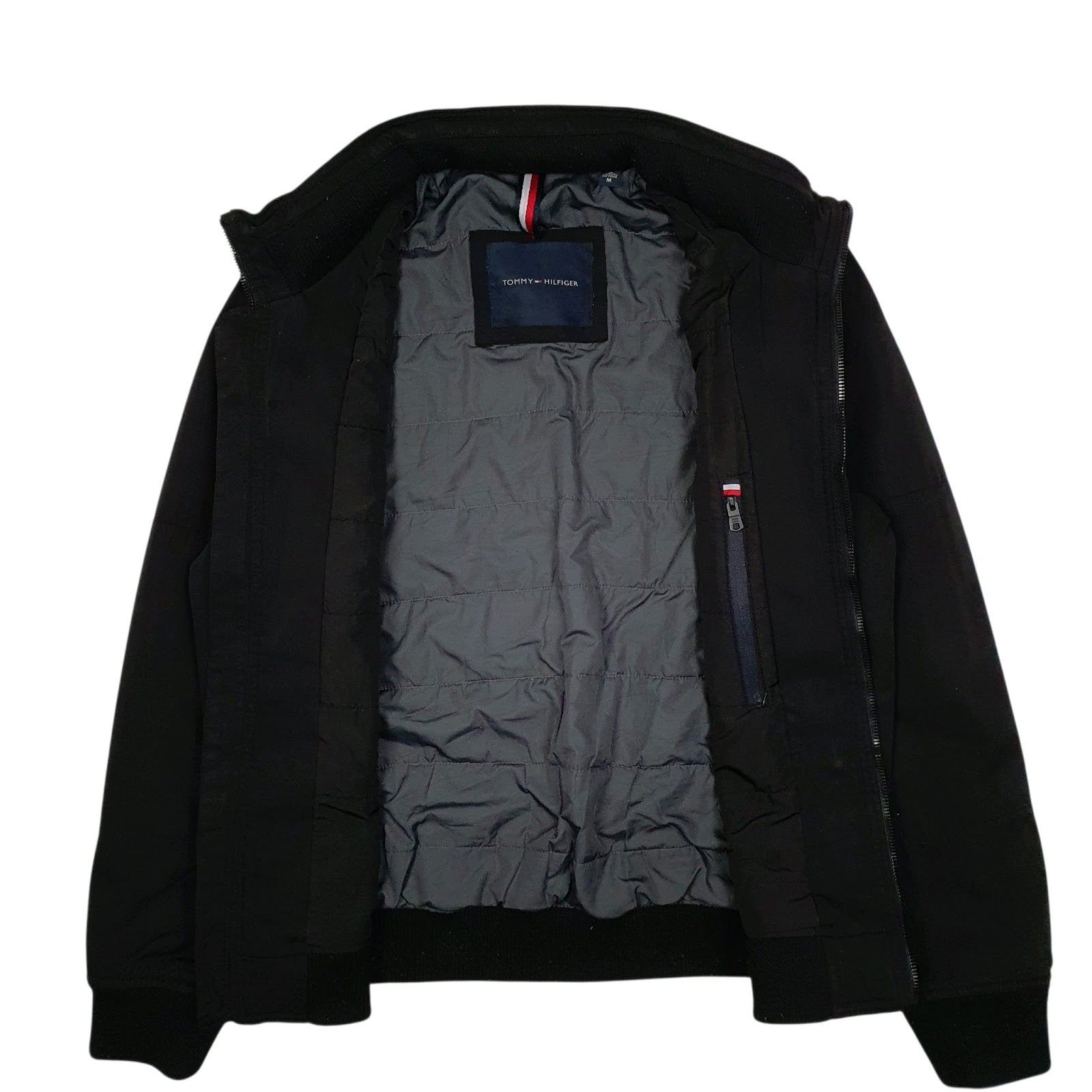 Mens Black Tommy Hilfiger Padded Windbreaker  Coat