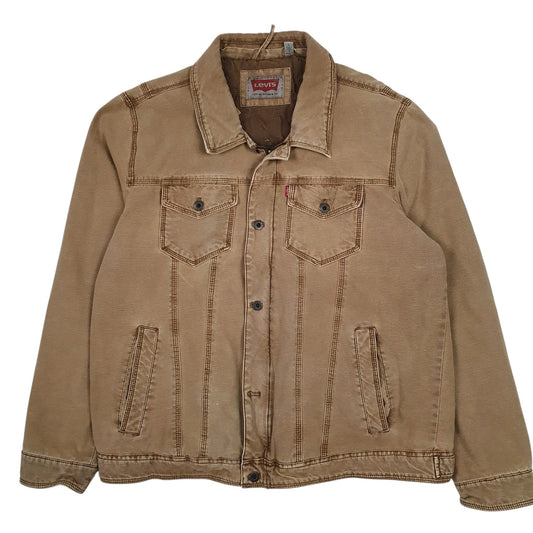 Mens Brown Levis Type 3 Trucker Workwear Canvas  Coat