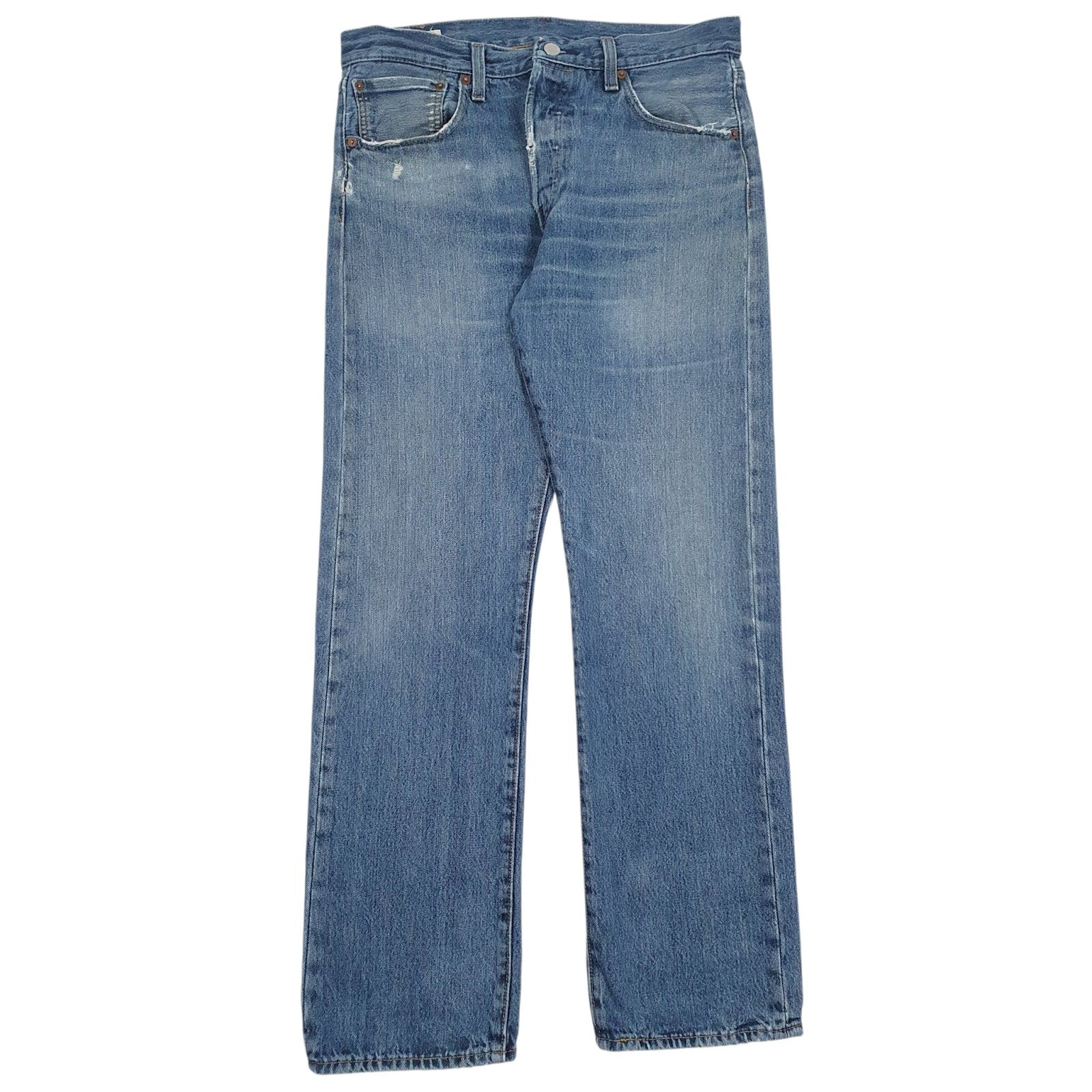 Mens Blue Levis Distressed 501 JeansW32 L30