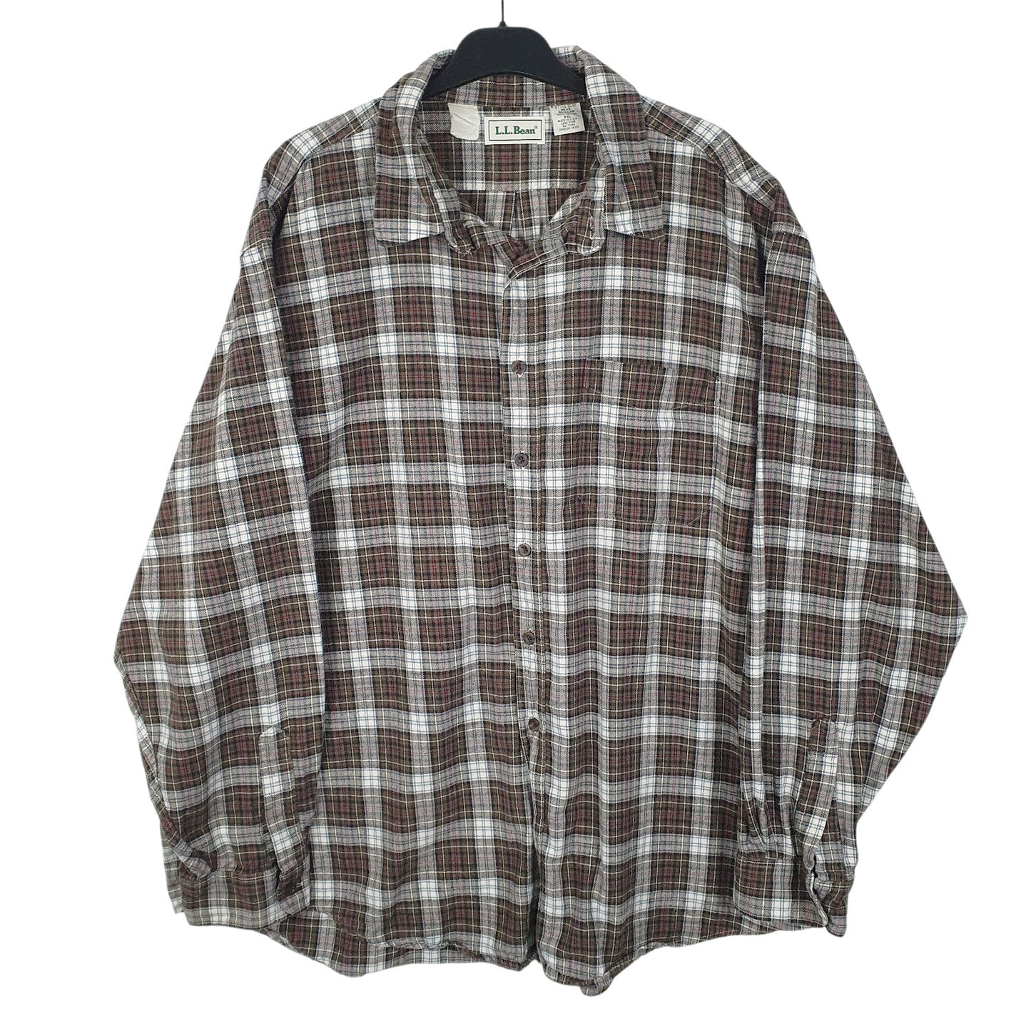 Mens Green L.L.Bean Flannel Vintage 90s Made In USA Long Sleeve Shirt