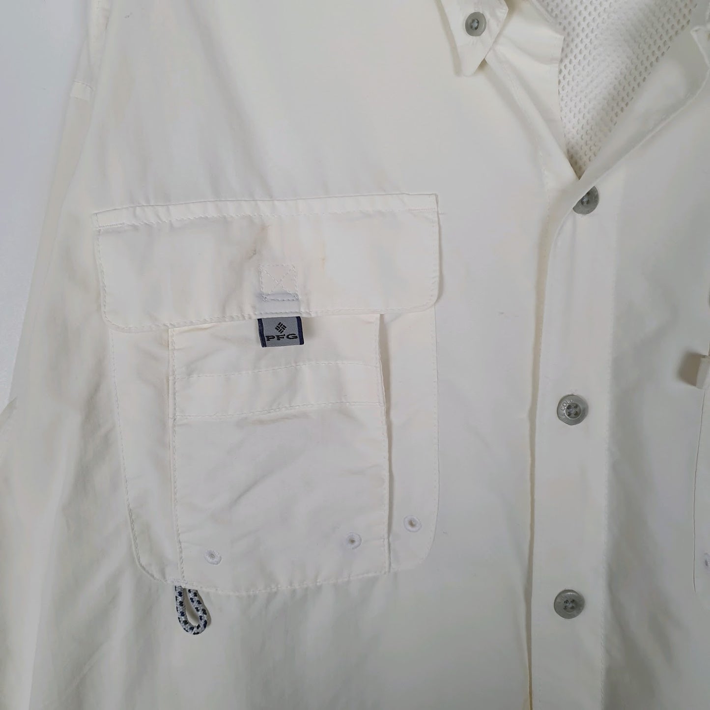 Mens White Columbia Sportswear Company PFG Fishing Omni Shade  Shirt