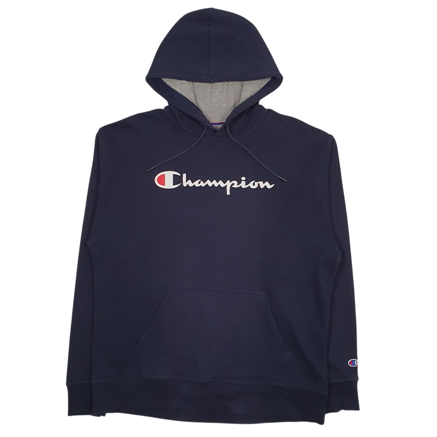 Mens Navy Champion Spellout Hoodie Jumper