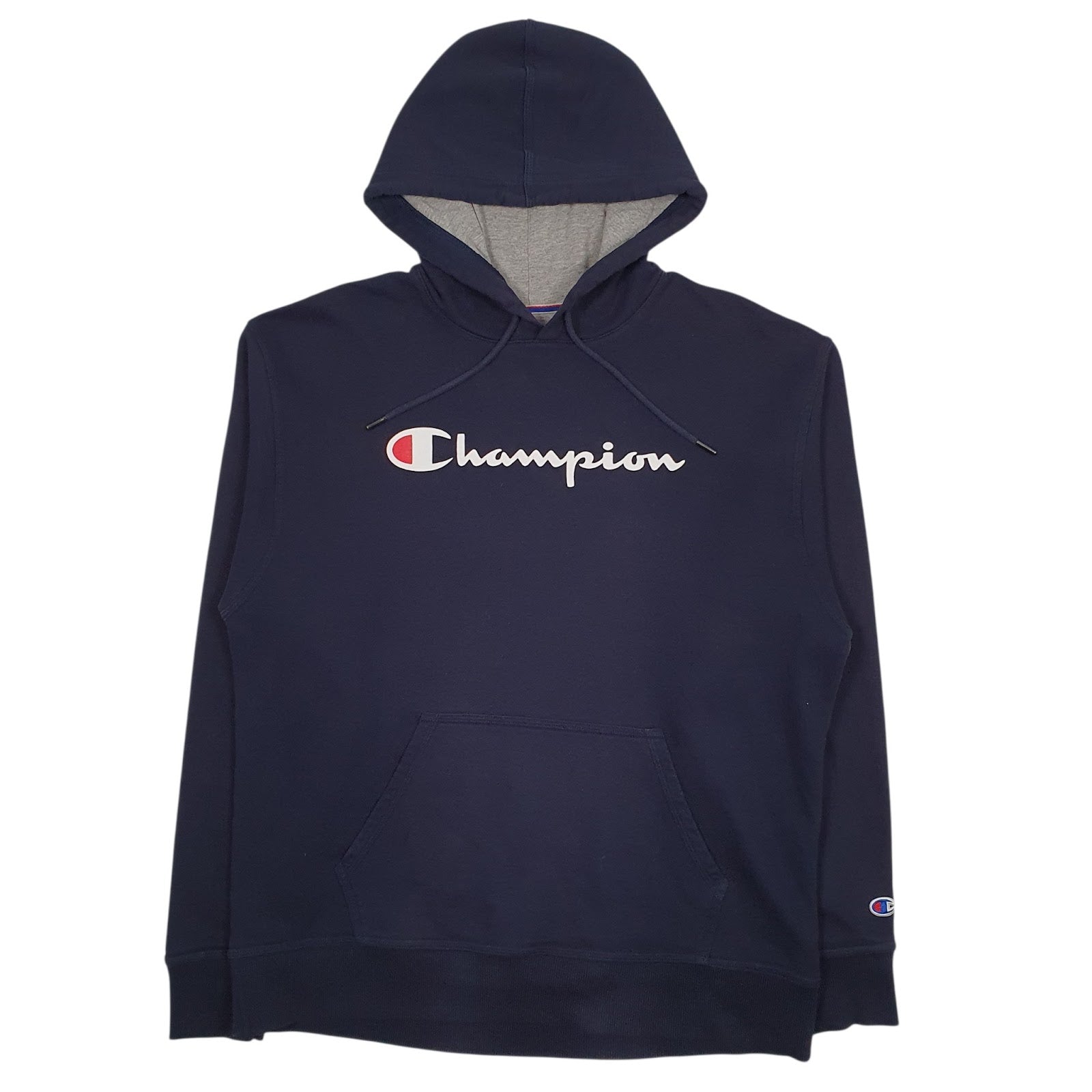 Mens Navy Champion Spellout Hoodie Jumper