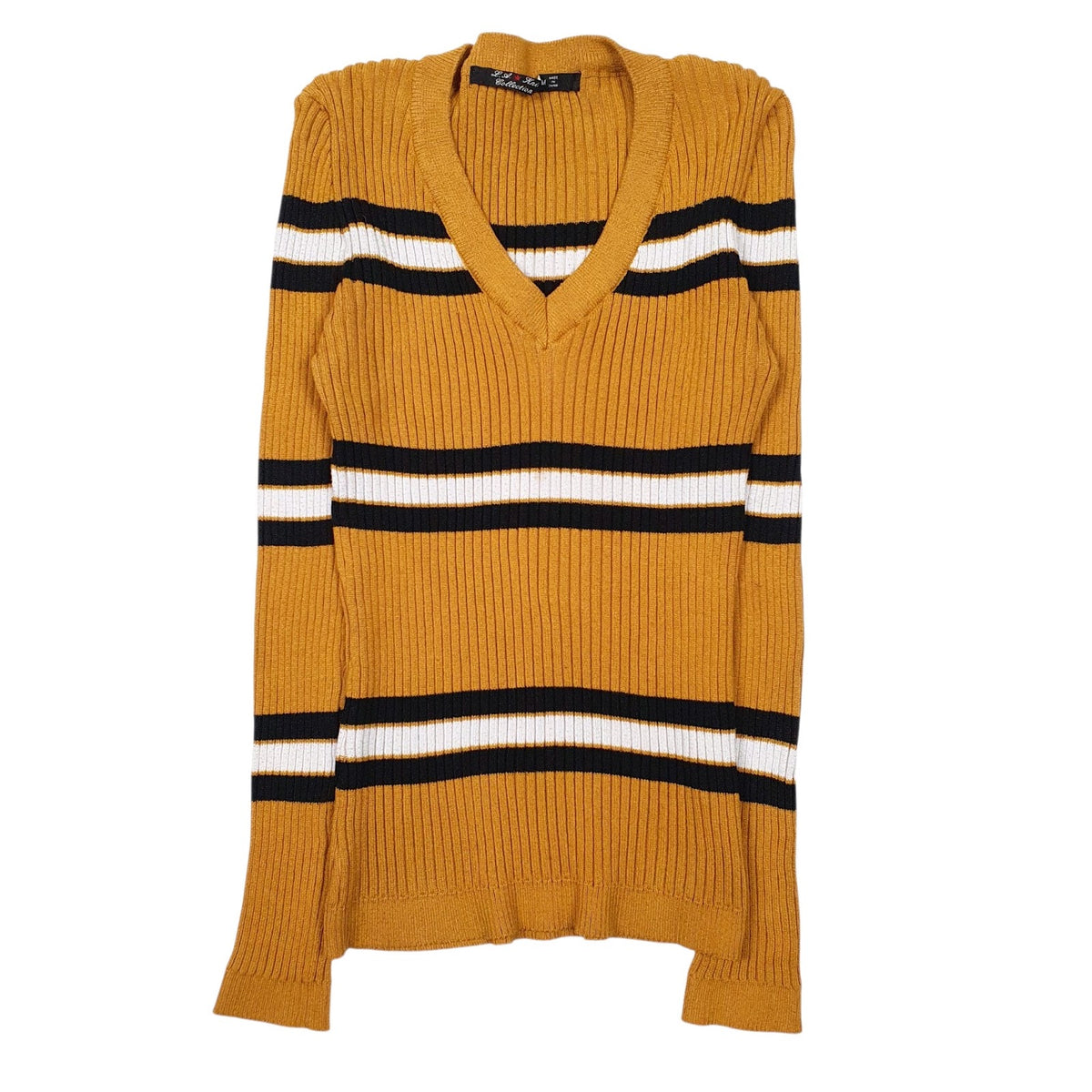 Womens Yellow L.A. Knit Collection  V Neck Jumper