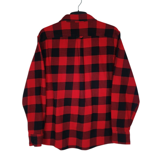 Mens Red Eddie Bauer Heavyweight Flannel Plaid  Shirt