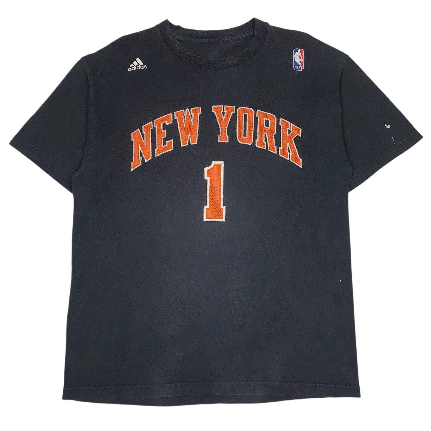 Mens Black Adidas NBA New York Knicks Stoudemire Short Sleeve T Shirt