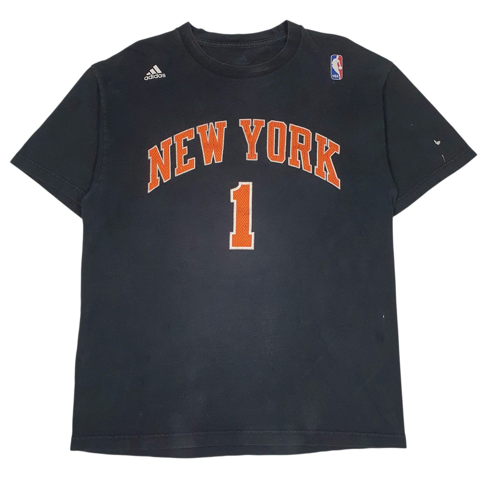 Mens Black Adidas NBA New York Knicks Stoudemire Short Sleeve T Shirt