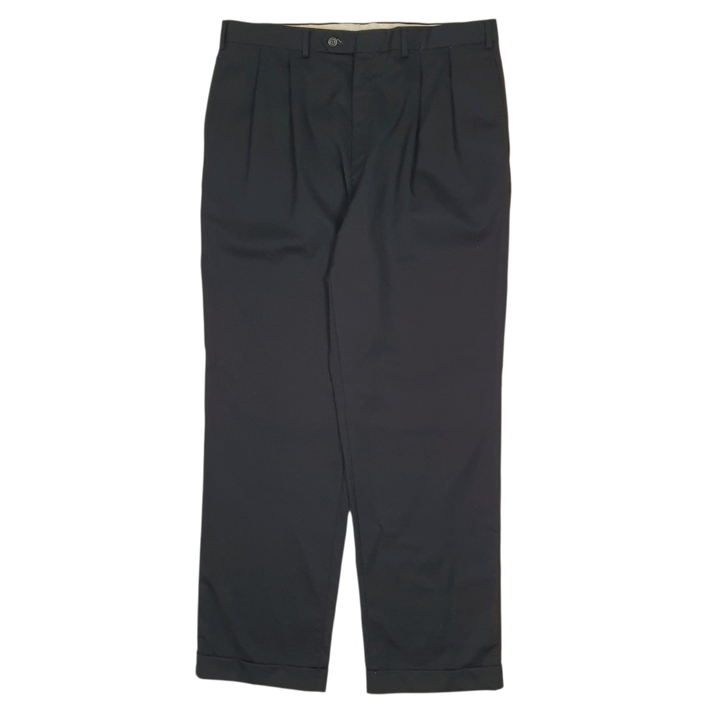 Mens Black Ralph Lauren Double Pleated Formal Trousers