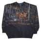 Mens Black Artisan Graphic Henley Vintage 90s Made In USA Quarter Zip Jumper