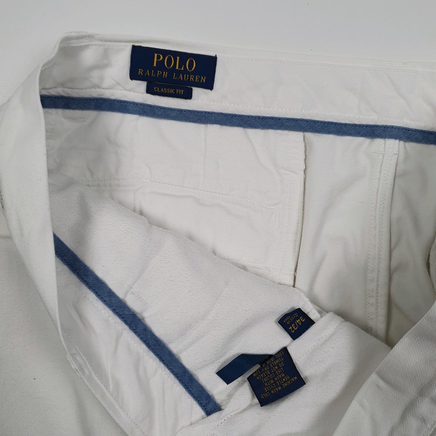 Mens White Polo Ralph Lauren Classic Fit  Trousers