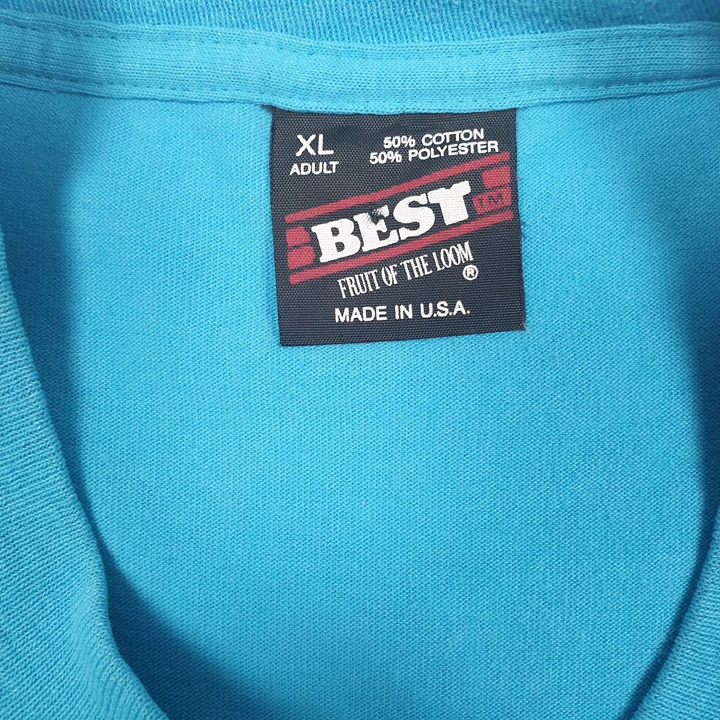 Mens Blue Fruit Of The Loom Vintage 90s Made In USA  T Shirt