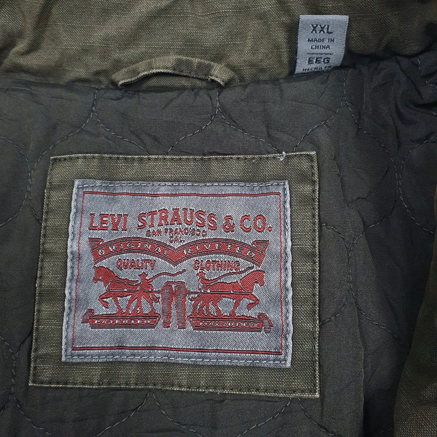 Mens Green Levis Padded  Coat