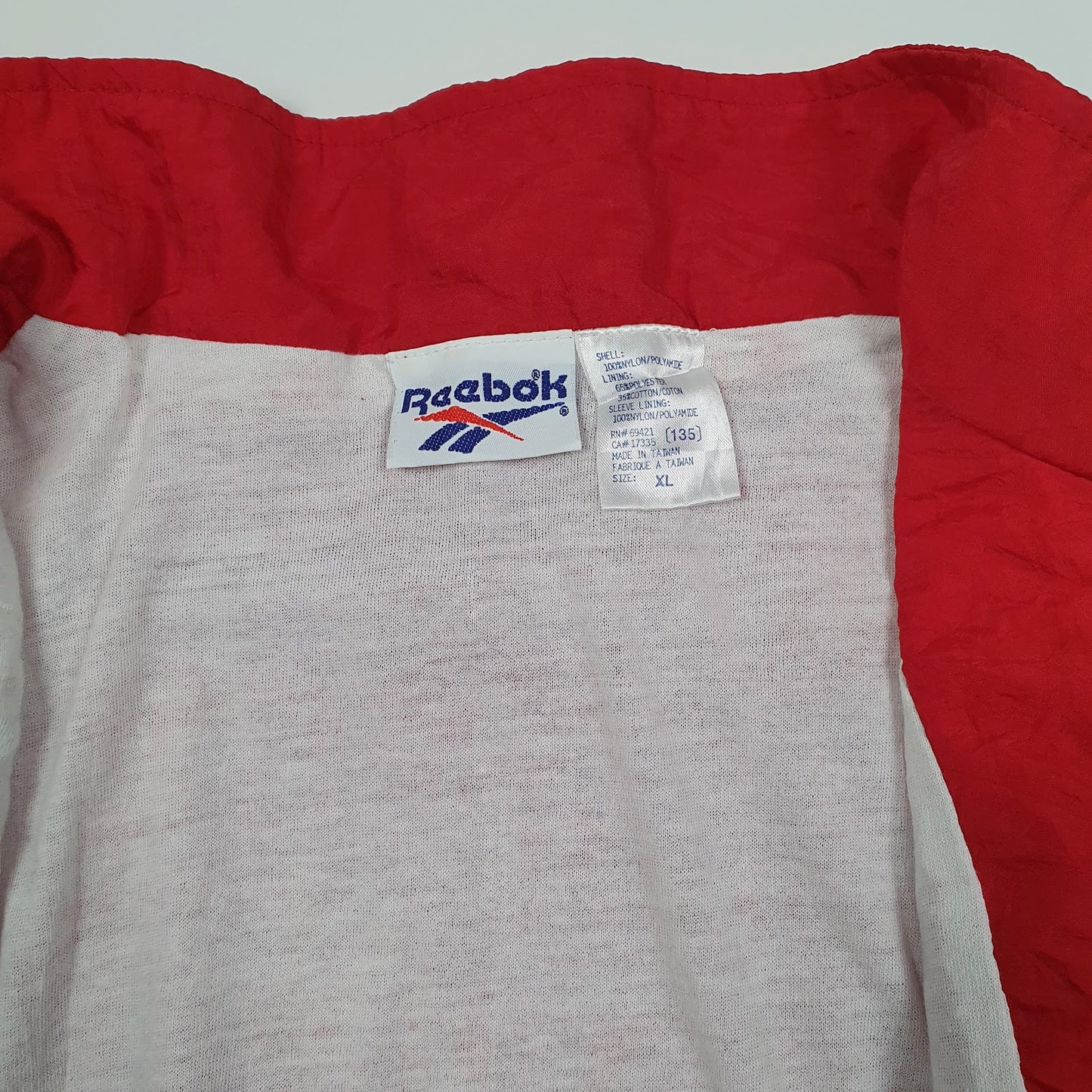 Mens Red Reebok Vintage 90s Boston Lightning  Coat
