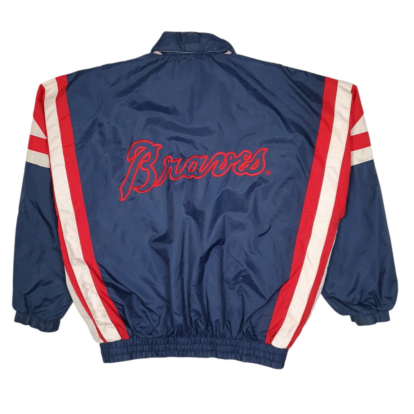 Mens Navy Starter Vintage 90s MLB Atlanta Braves Baseball Hoodie Coat
