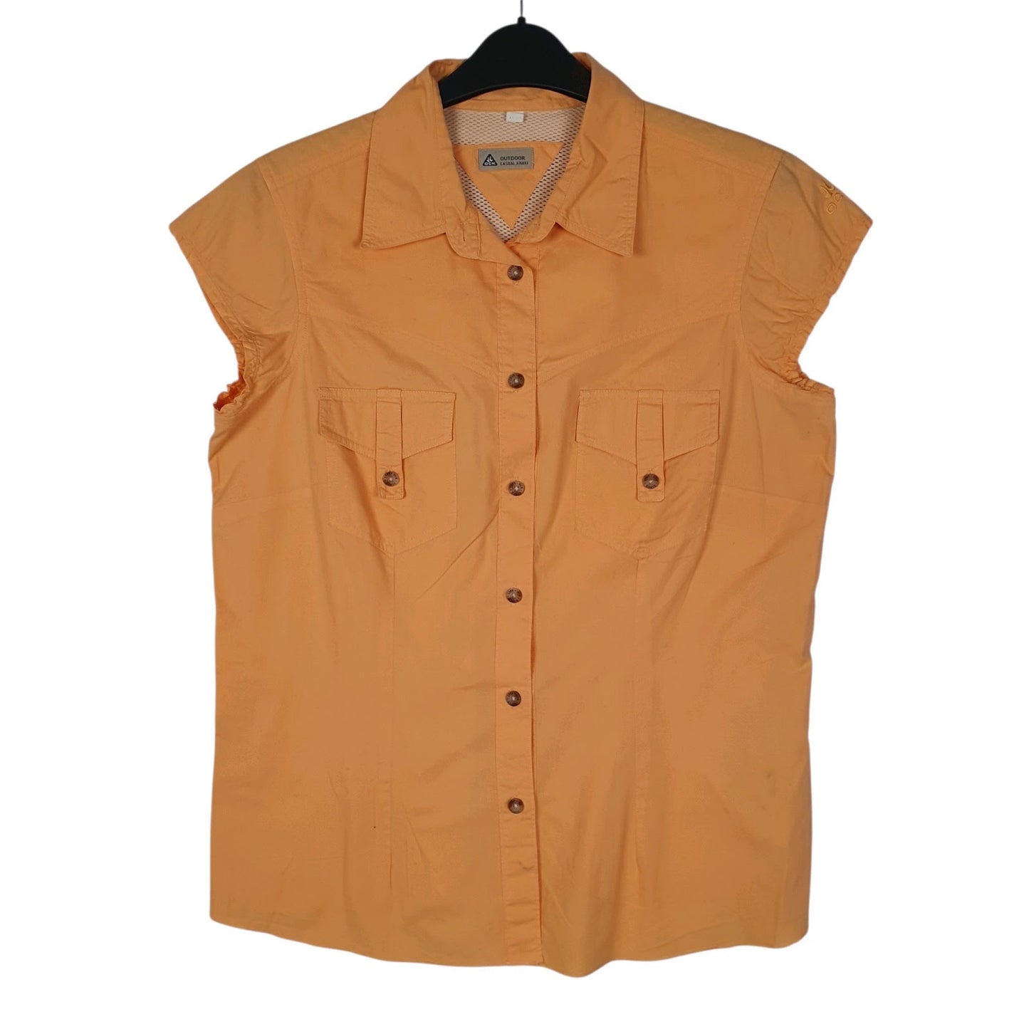 Womens Orange Outdoor Casual Khaki  Short Sleeve Shirt