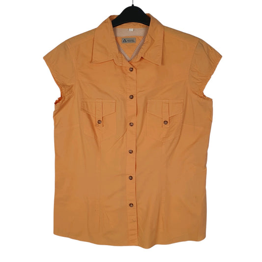 Womens Orange Outdoor Casual Khaki  Short Sleeve Shirt