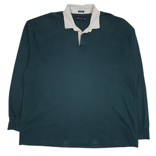 Mens Green Abercrombie & Fitch Rugby Oversized Long Sleeve Polo Shirt