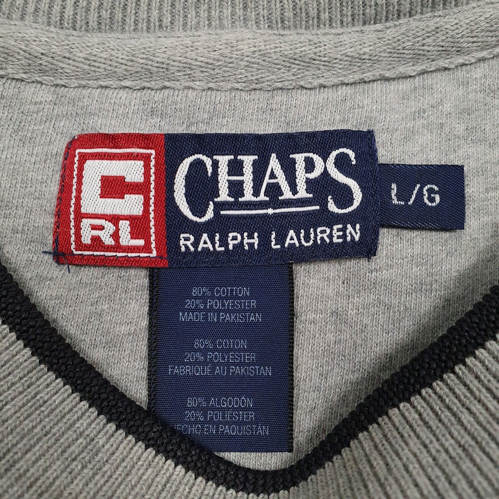 Mens Grey Ralph Lauren Vintage 90s Spellout Crewneck Jumper