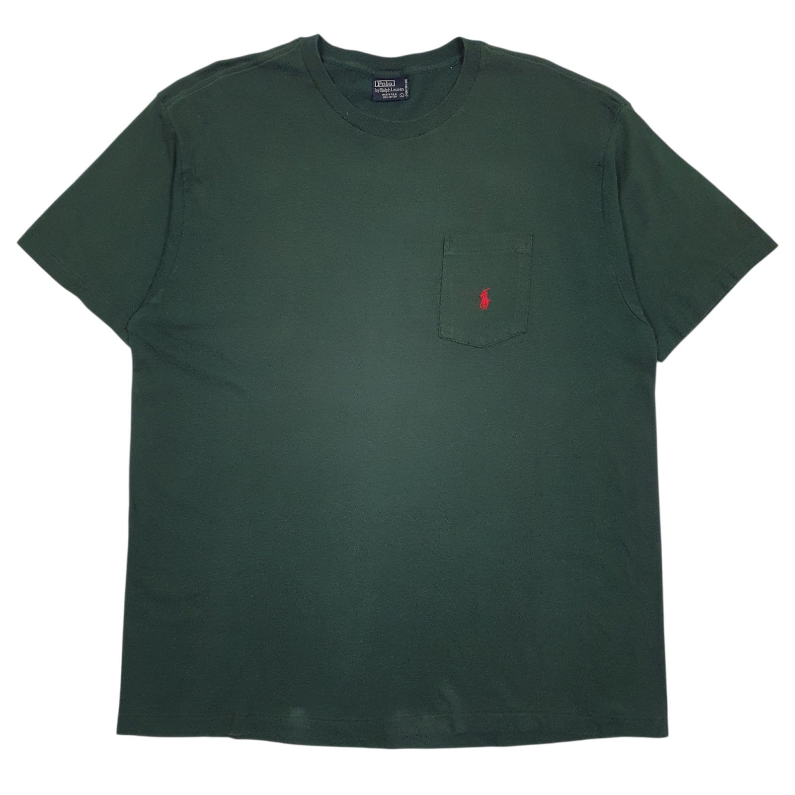 Mens Green Polo Ralph Lauren Vintage 90s Made In USA Short Sleeve T Shirt