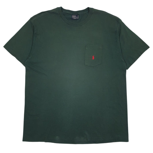 Mens Green Polo Ralph Lauren Vintage 90s Made In USA Short Sleeve T Shirt