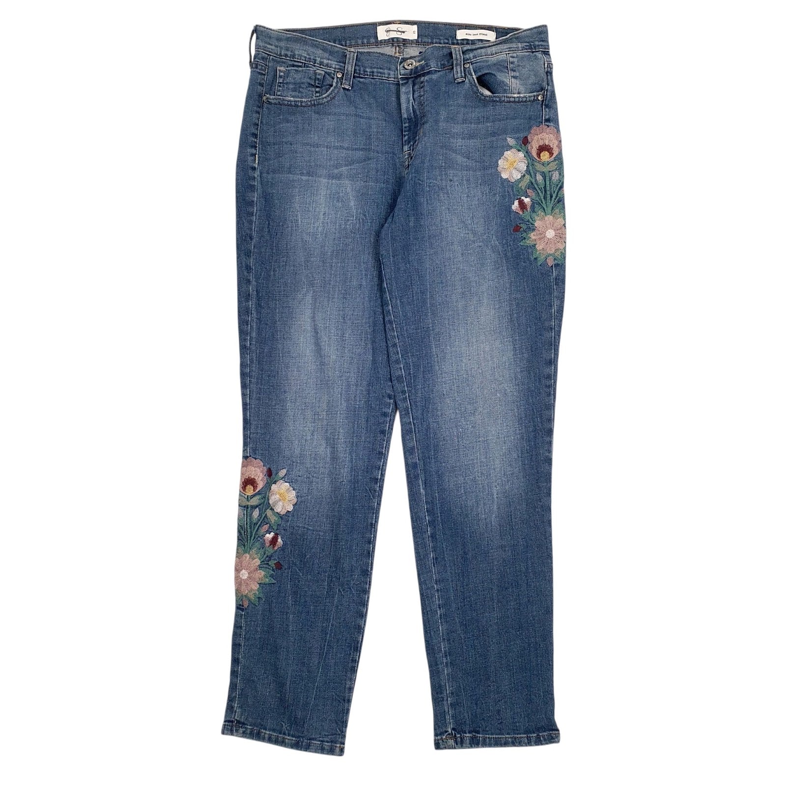 Womens Blue Jessica Simpson Embroidered Mika Beat Friend JeansW32 L28