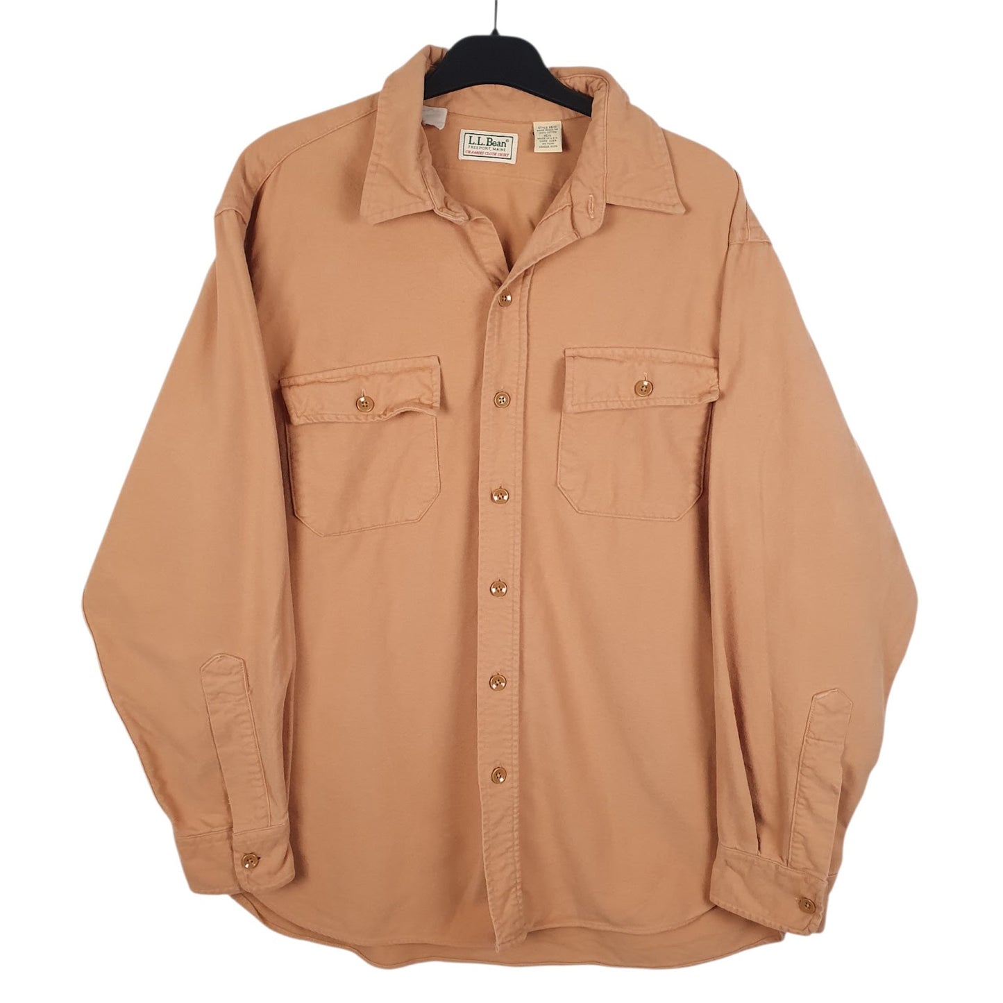 Mens Orange L.L.Bean Chamois Vintage 90s Made In USA Long Sleeve Shirt
