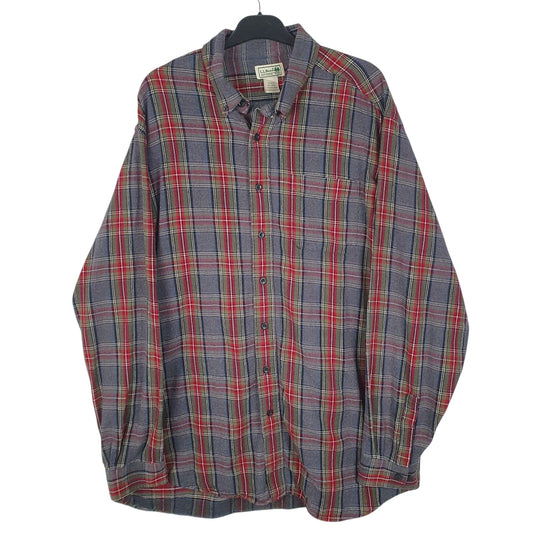 Mens Grey L.L.Bean Flannel Long Sleeve Shirt