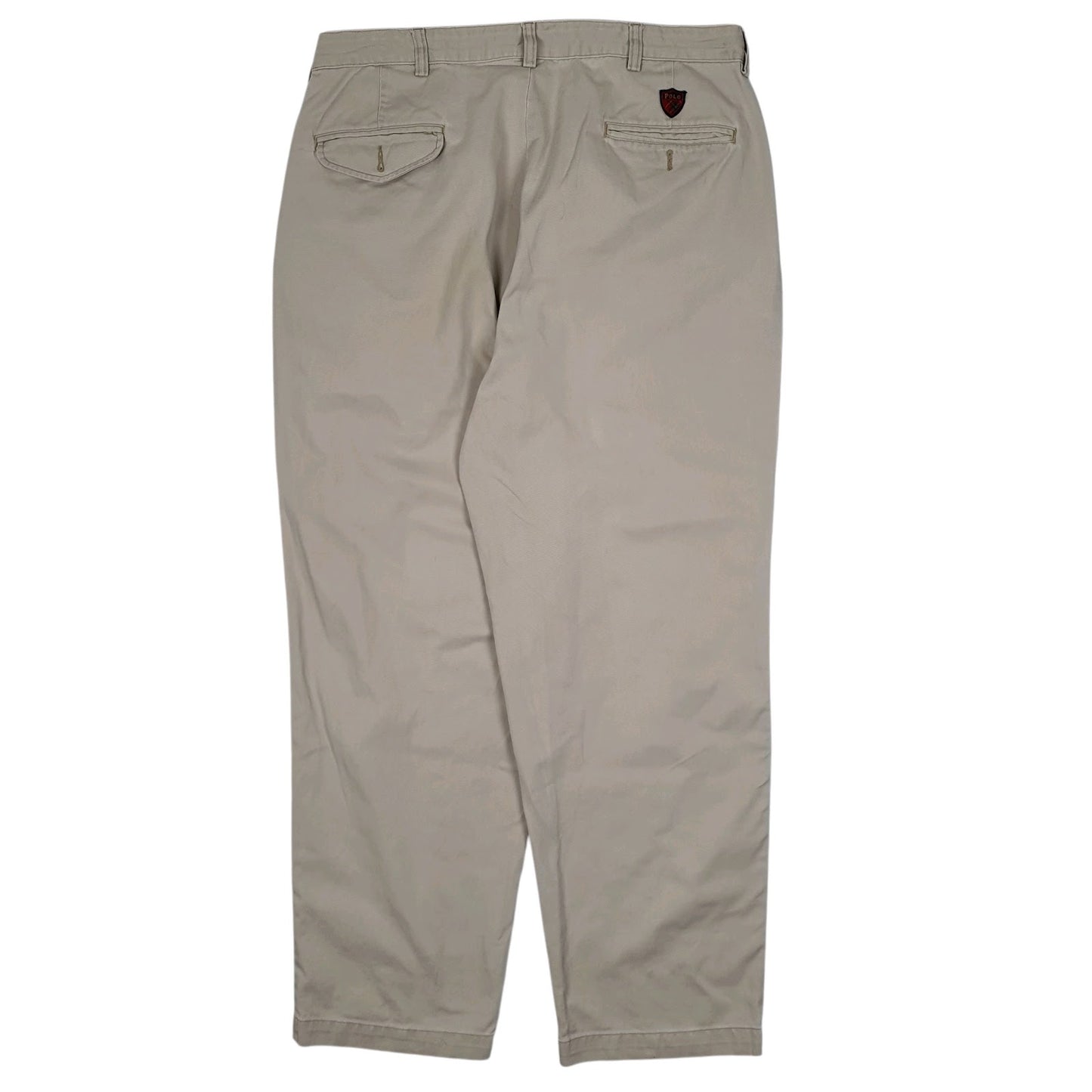 Mens Beige Polo Ralph Lauren Classic Golf Vintage 90s Double Pleated  Trousers