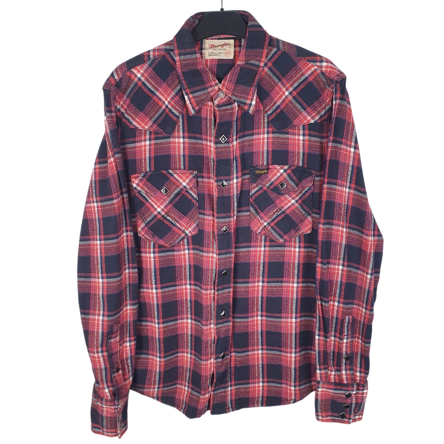 Mens Black Wrangler Vintage Flannel Pre-Shrunk Long Sleeve Shirt