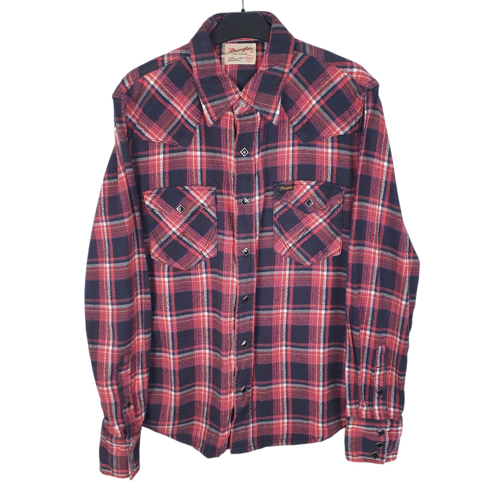 Mens Black Wrangler Vintage Flannel Pre-Shrunk Long Sleeve Shirt